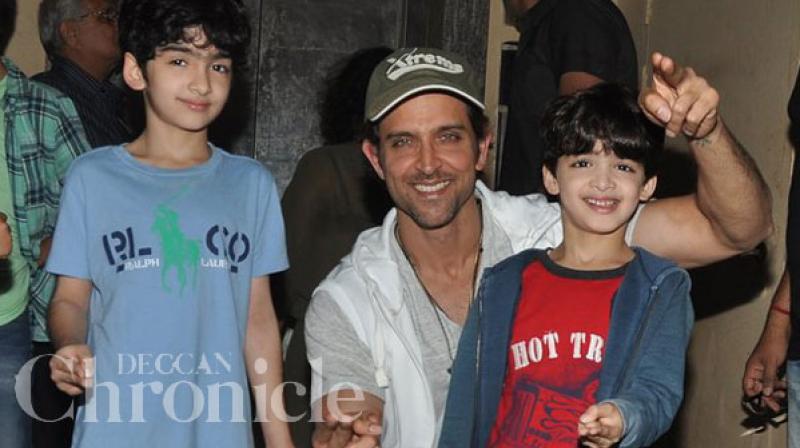 Hrithik Roshan with his sons.