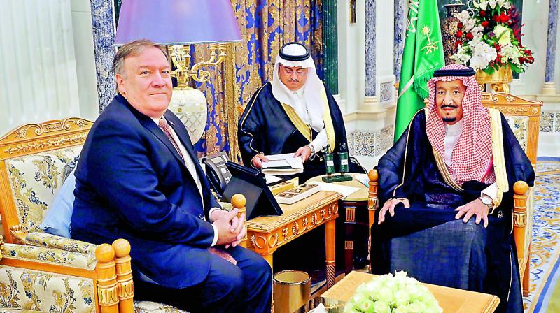 US secretary of state Mike Pompeo meets Saudi Arabias King Salman in Riyadh, Saudi Arabia, on Tuesday.  (Photo:AFP)