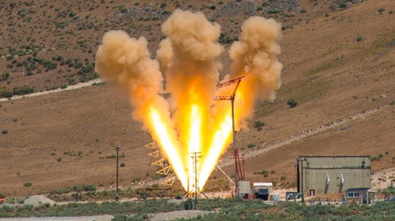 The test firing of the abort rocket motor follows years of component tests (Credit: Orbital ATK)