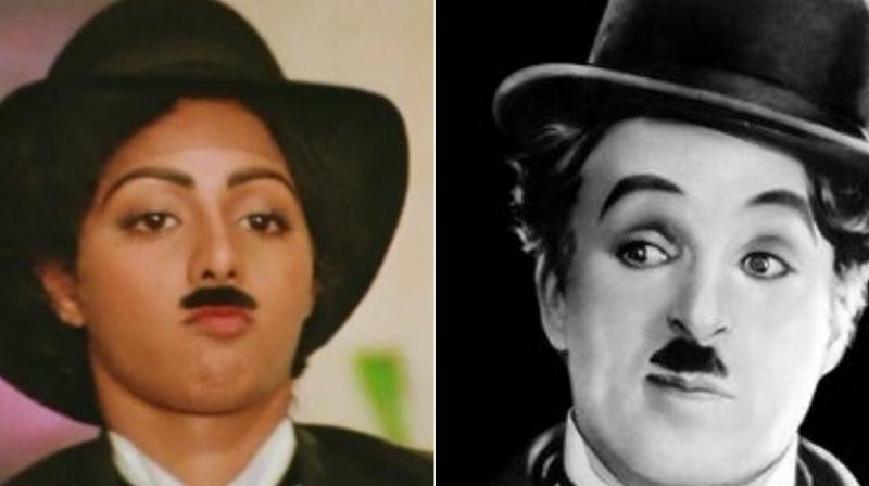 Sridevi and Charlie Chaplin.