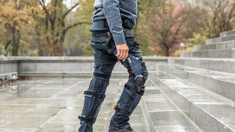 Worn over a pair of pants, the battery-operated exoskeleton uses a suite of sensors. (Photo: B-Temia)