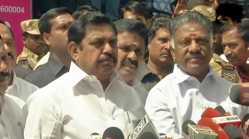 Talking to the media after meeting DMK chief M Karunanidhi, Tamil Nadu Chief Minister Edappadi K Palanisamy said: I have just met him in Kauvery hospital, he is better and is recovering well. (Photo: Twitter| ANI)