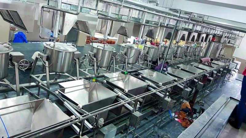 The Akshaya Patra Foundation has laid the foundation for a centralised hi-tech kitchen with a capacity to prepare 10,000 meals per hour at Gambhiram village of Anandhapuram mandal in the district on Monday.