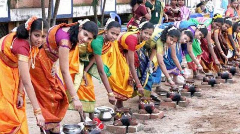 Unlike the rest of Andhra Pradesh, a village in Vizianagaram district celebrated Pongal on Monday.
