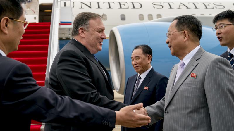 ompeo was greeted in the North Korean capital by Kims right hand man Kim Yong Chol and Foreign Minister Ri Yong Ho. (Photo: AP)