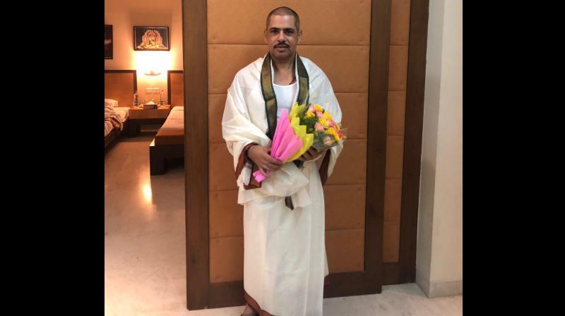 Robert Vadra, who is on a spiritual quest across the country, visited the Tirupati temple in Andhra Pradesh on Sunday morning and posted a message along with his photographs on Facebook. (Photo: Facebook | Robert Vadra)