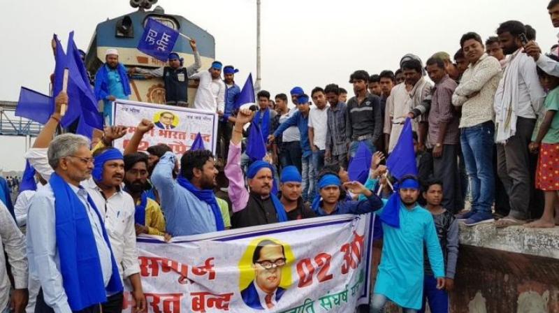 Dalit organisations across the country have called a Bharat Bandh today to protest a recent Supreme Court ruling over SC/ST Act. (Photo: ANI/Twitter)
