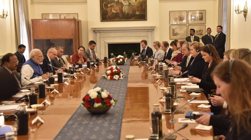 PM Modi and Solberg held delegation-level talks and reviewed the entire gamut of bilateral ties. (Photo: Twitter | @MEAIndia)