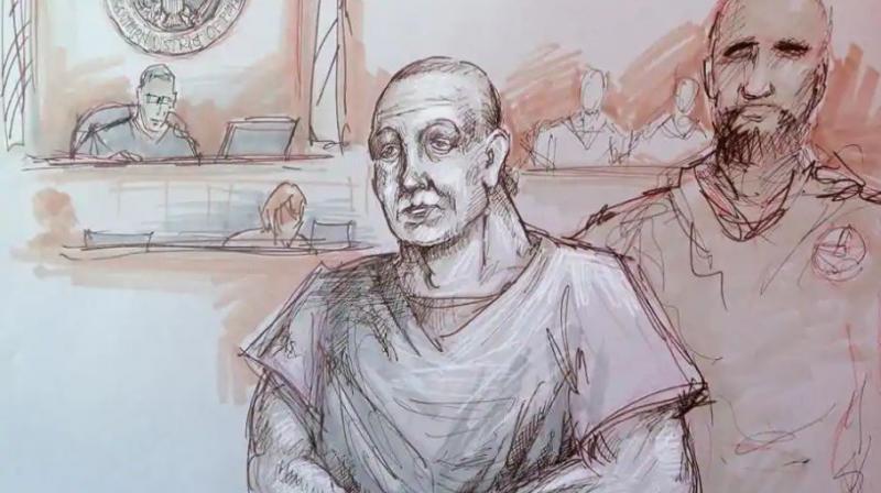 In this courtroom sketch, Cesar Sayoc, left, appears in federal court on October 29 in Miami. (Photo: AP)