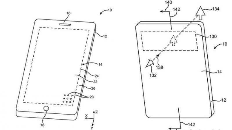 The openings mentioned in the patent is said to be located in the active portion of the display. (Photo: AppleInsider/ USPTO)