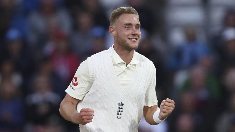 Stuart Broad took three wickets for 34 runs in 10 overs, including a spell of three for four in 11 balls that saw him surpass England great Ian Bothams tally of 383 Test wickets. (Photo: AP0