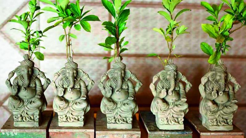 Nature-friendly clay Ganesha Idols to be distributed by the state government.