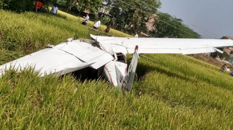 A trainer aircraft crashed on Wednesday morning in a field in Mokila in Shankarapally village in Ranga Reddy district.