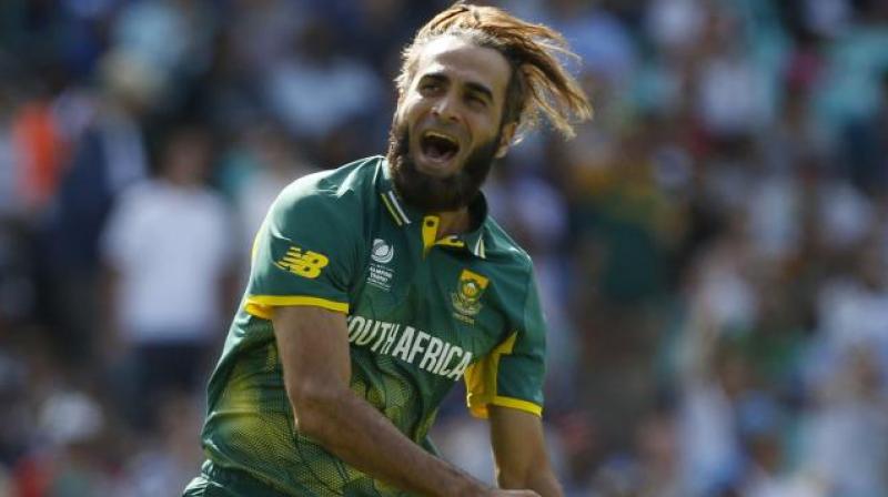 South Africas Imran Tahir celebrates getting out Sri Lankas Chamara Kapugedera leg before wicket during the ICC Champions Trophy, Group B cricket match between South Africa and Sri Lanka at The Oval, London. (Photo: AP)