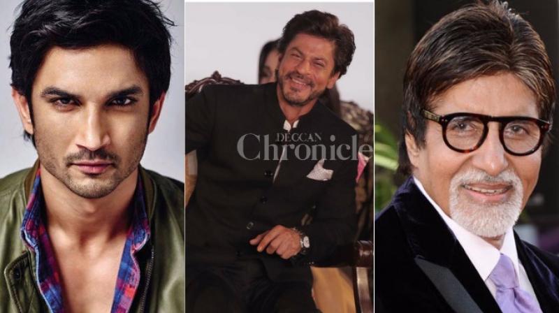 (L to R): Sushant Singh Rajput, Shah Rukh Khan and Amitabh Bachchan.