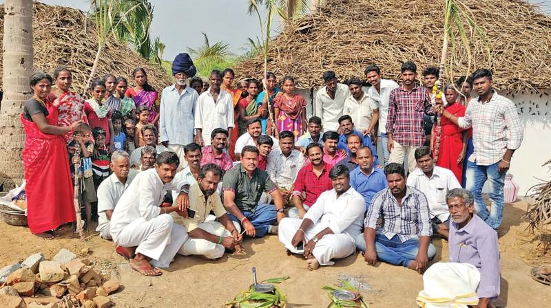 About 50 farmer families who live in the remote village Thanda Kulatthukarai, in Tanjore district lost their dwellings during the Gaja fiasco.