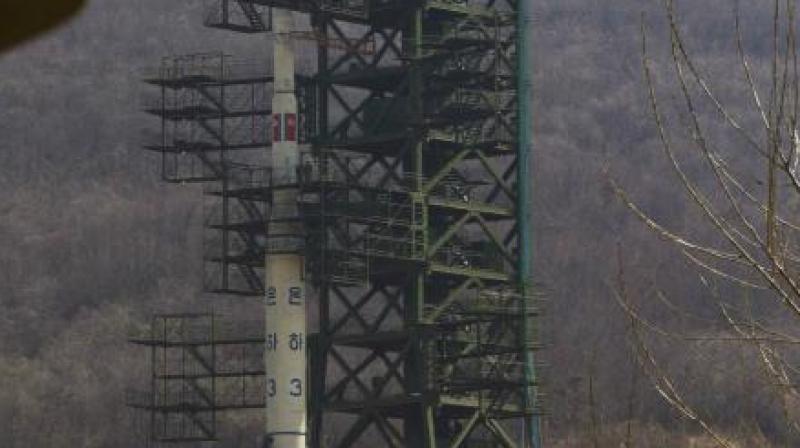 The Unha-3 rocket at Sohae Satellite Launch Station in Tongchang-Ri.  (AFP)