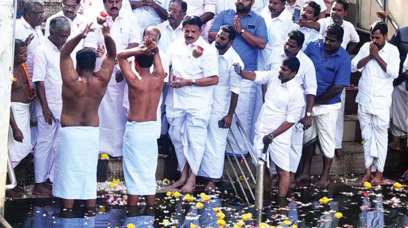 The ashes of Kripesh and Sarath Lal, the two Youth Congress workers who were killed in Periya in Kasaragod were immersed at Parasurama Temple at Thiruvallam on Wednesday.