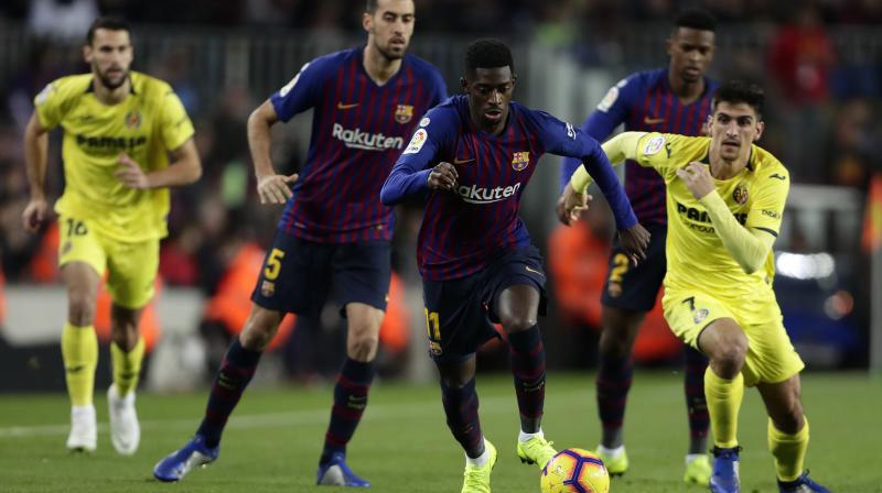 Dembele, dropped last month by coach Ernesto Valverde, was making his second consecutive start and repaid the faith by teeing up Gerard Piques opening goal in a comfortable 2-0 win at the Camp Nou. (Photo: AP)