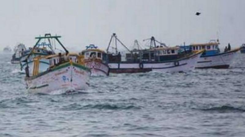 A steel boat registered in Chennai with nine people on board went missing after it weighed sea anchor off Marina coast when destructive cyclone Vardah made its landfall in the city on Monday.
