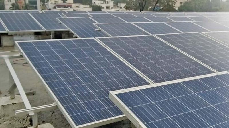 Solar panels installed at Shenoy Nagar metro station. 	   Image; DC