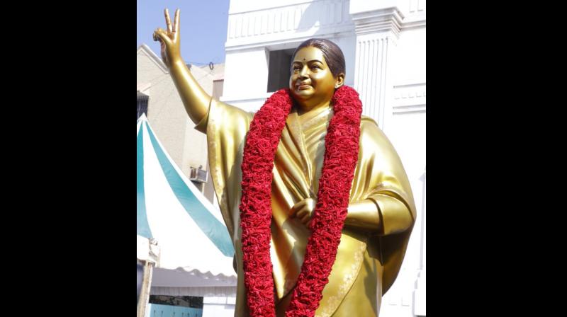 The new life size statue is made of bronze and weighs around 800 kg, a little more than the earlier one, party sources said. (Photo: Twitter | @AIADMKOfficial)