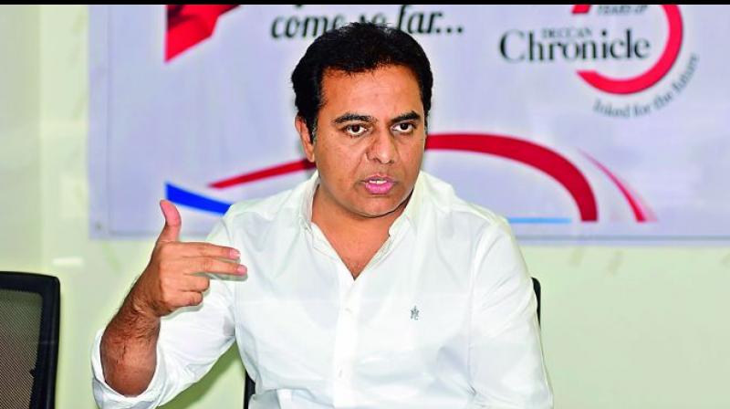 KT Rama Rao on Tuesday refuted the charges made by Congress that the TRS government had shown \undue favours\ to an NGO run by Naidus family. (Photo: FIle)