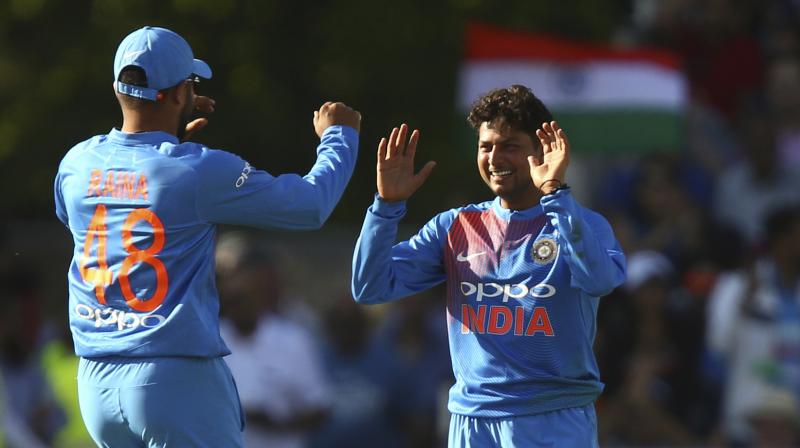 Using his googlies, Kuldeep bamboozled the English batting line-up and the wrist spinner said his three-wicket over changed the momentum of the game in Indias favour.(Photo: AP)