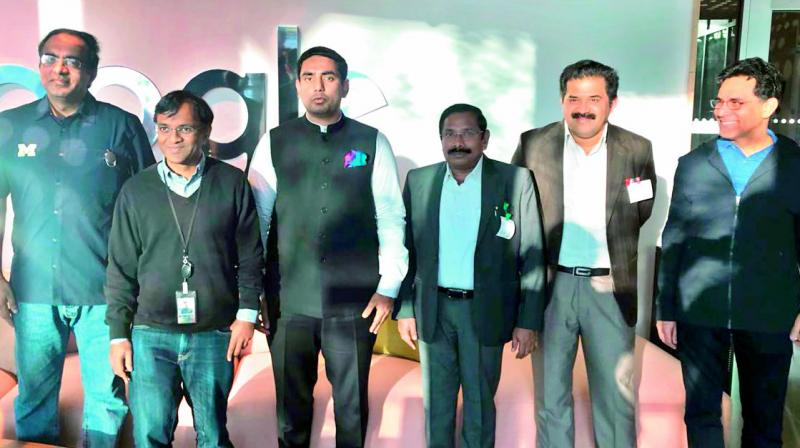 Minister for IT Nara Lokesh and others at Facebook office in San Francisco on Wednesday. (Photo: DC)