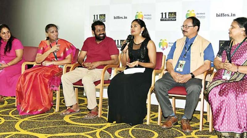 Champa Shetty, Purnima, Vasanth Rai, Lakshmi Rai, Nagathihalli Chandrashekhar, Gayatri at BIFFES 2019 on Tuesday