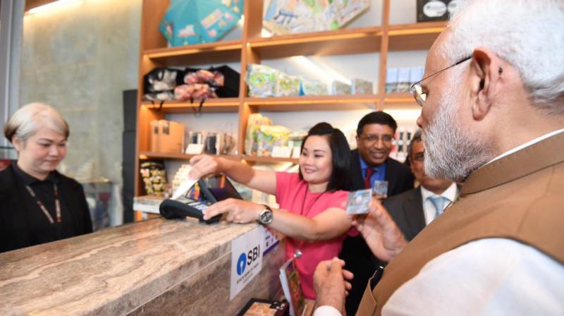 Through RuPay, users will be able to make payments at all NETS acceptance points across Singapore. (Photo: @narendramodi | Twitter)