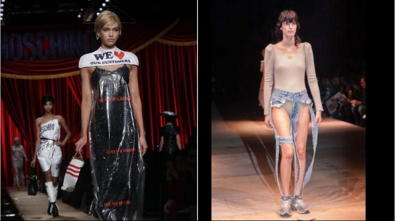 Both the dry cleaner dress and thong jeans failed to make a mark beyond the runway this year. (Photo: AP)
