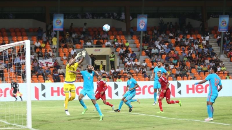 Sandesh Jhingan unleashed his left footed half volley into the back of the net to break the goal deadlock in the 60th minute before Jeje Lalpekhlua netted Indias second goal. (Photo: AIFF)