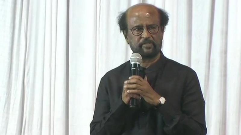 Heaping praise on his friend Karunanidhi, Rajinikanth said while many thousands had entered politics due to him, many hundreds became leaders because of him. (Photo: ANI)