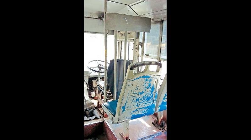 The first-aid compartment behind the drivers seat of an MTC bus remains empty.	 (Photo: DC)