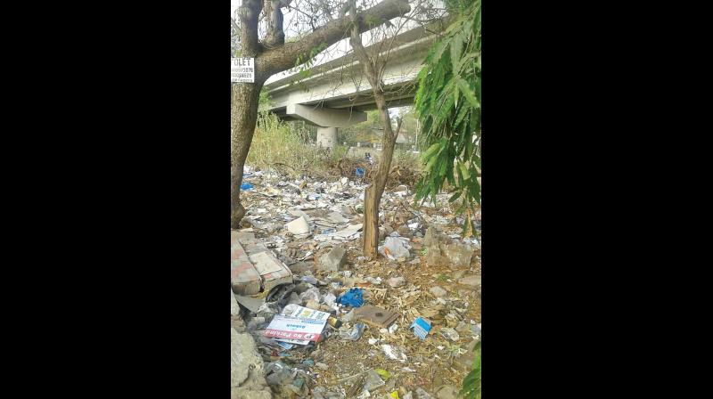 Piles of garbage under a flyover. (Photo: DC)