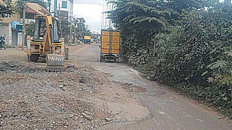 Road repair work in progress on Anjanapura Double Road.