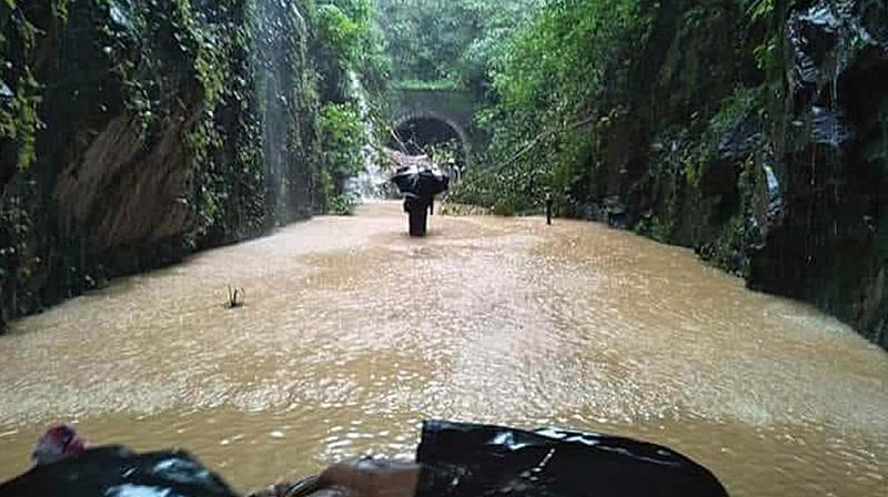 A file photo of flooded Mangaluru-Bengaluru railway track near Sakleshpur.