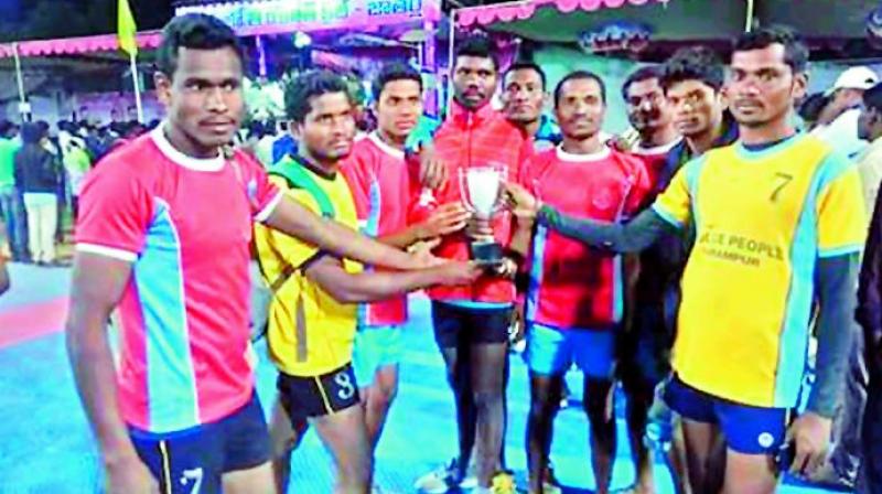 Thodasam Bheershav with trophy (jercy no 7)..