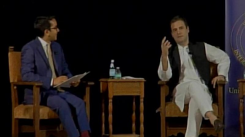 Rahul Gandhi said the Congress had broken the back of terrorism in Kashmir by 2013, but it returned when the BJP forged an alliance with the PDP in Jammu and Kashmir.