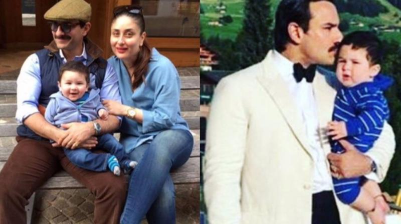 Pictures of Saif Ali Khan and Kareena Kapoor with their son Taimur shared on social media.