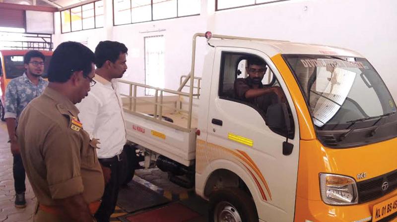 Vehicles undergoing automated fitness test in Thiruvananthapuram (file pic)