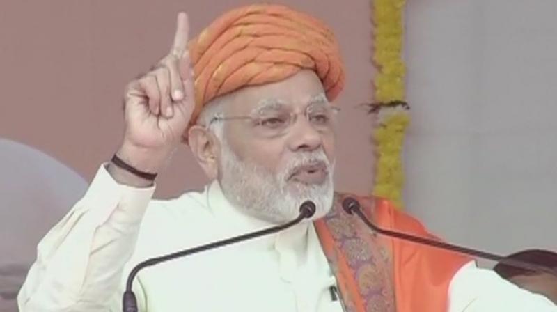 PM Narendra Modi addresses a public rally in Gujarats Dhandhuka (Photo: ANI/Twitter)