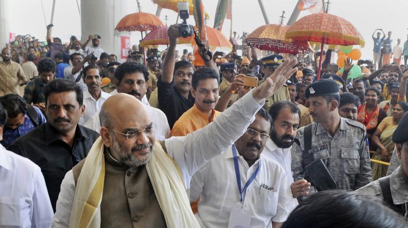 BJP president Amit Shah at the Kannur airport on Saturday. The airport inauguration is scheduled to be held on December 9. (Photo: File/PTI)