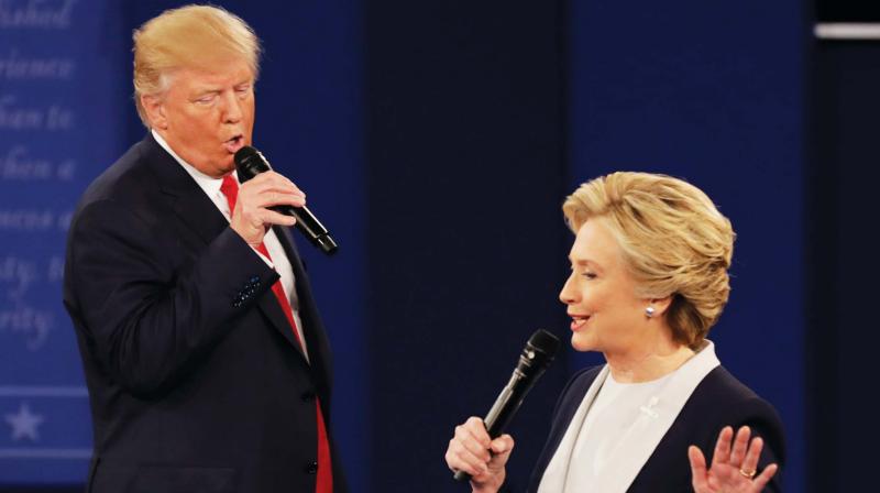 Donald Trump and Hilary Clinton in debate.