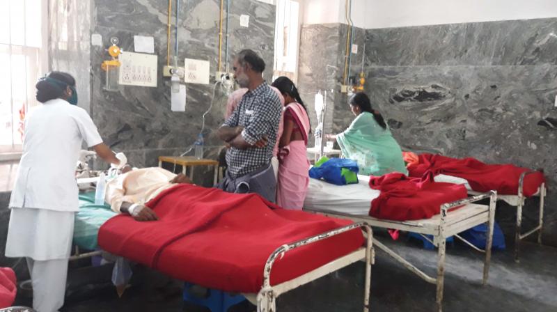 The victims being treated at KR Hospital in Mysuru on Sunday 	 DC