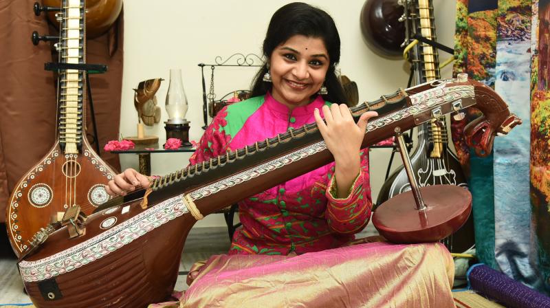 tuning it right: Srivani playing melodious tunes on the veena