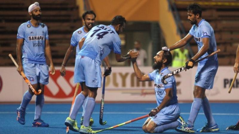 Rounding off their five outings with four wins and a draw, India topped the round- robin league standings with 13 points. (Photo: Hockey India)
