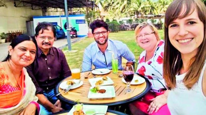 Vijay Deverakonda with his parents and his rumoured girl friend Virginie