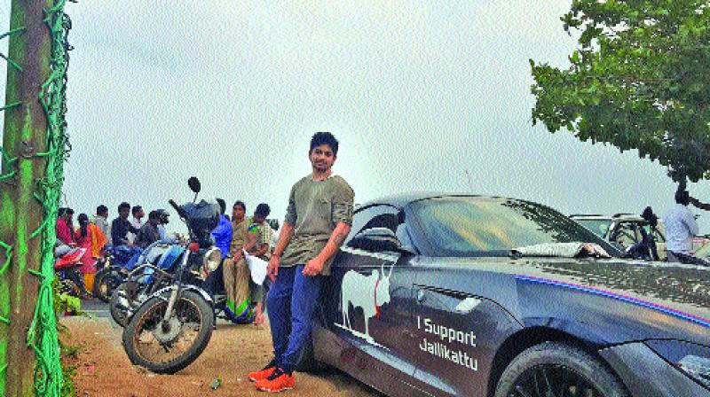 Ashwin shows his support for jallikattu  during the recent stir at Marina beach (Photo: DC)